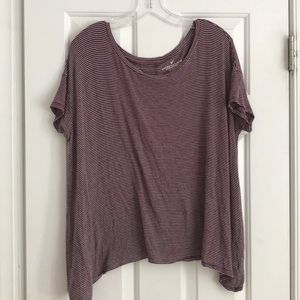 American Eagle Maroon Striped Tee XS-S
